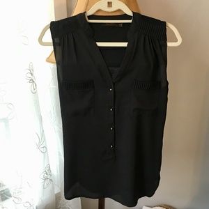 The Limited Black Satin Button-Front Blouse